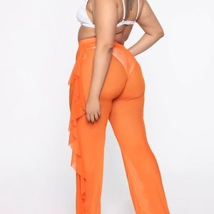 See Through Cover Up Pant - Orange